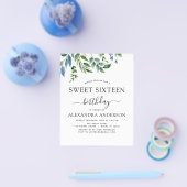 Budget Sweet 16 Birthday Botanical Greenery Flyer (Enkel)