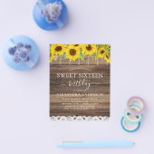 Budget Sweet 16 Birthday Sunflower Uitnodiging Flyer (Enkel)