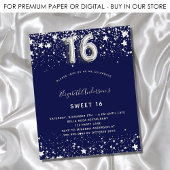 Budget Sweet 16 Blue Silver-uitnodiging voor de ma