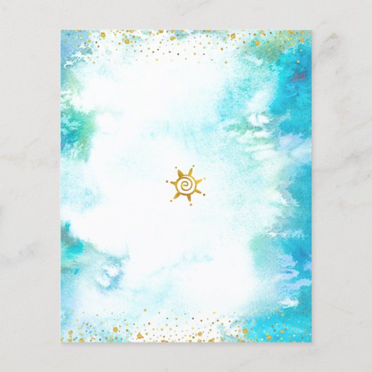 Budget Sweet 16 Blue Waterverf Gold Script Invite (Achterkant)