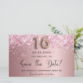 Budget Sweet 16 blush roze behalve de datum (Staand voorkant)