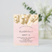 Budget Sweet 16 blush roze goudballonnen (Staand voorkant)