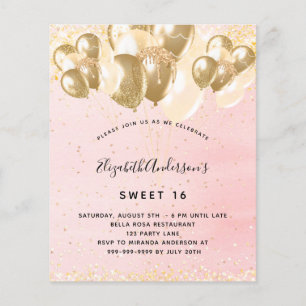 Budget Sweet 16 blush roze goudballonnen