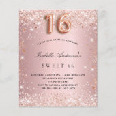 Budget Sweet 16 blush roze roze roos goud glitters (Voorkant)