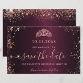 Budget Sweet 16 Bourgogne roos gold behalve de dat (Voorkant / Achterkant)