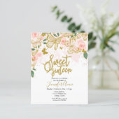 Budget Sweet 16 Butterfly Invitation Blush Floral (Staand voorkant)
