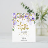 Budget Sweet 16 Butterfly Invitation Paars Floral (Staand voorkant)