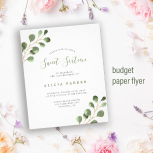 Budget Sweet 16 eenvoudige verjaardagsfeest uitnod Flyer
