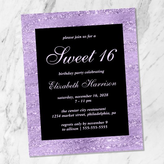 Budget Sweet 16 Elegant Paars Birthday Party