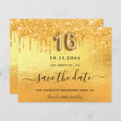 Budget Sweet 16 gouden glitter druppelt op voor de (Voorkant / Achterkant)