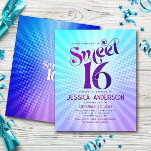 Budget Sweet 16 Groovy Paarse Blauwe Gradiënt Uitn