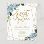 Budget Sweet 16 Invitation Gold Dusty Blue Floral<br><div class="desc">Mooie, stoffige blauwe floral, uitnodiging van het 16e verjaardagsfeest. Eenvoudig aan te passen met uw details. Neem contact met me op via chat als je vragen hebt over het kunstwerk of je moet aanpassen. Controleer het collectie op meer items. OPMERKING: voor hulp bij bestellingen, verzendgegevens, productinformatie, enz., neemt u rechtstreeks...</div>