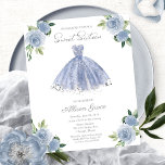 Budget Sweet 16 Invitation Silver Dusty Blue Gown<br><div class="desc">Fantastisch jurk, liefje zestien verjaardagsfeestjes. Eenvoudig aan te passen met uw details. Neem contact met me op via chat als je vragen hebt over het kunstwerk of je moet aanpassen. Controleer het collectie op meer items. OPMERKING: voor hulp bij bestellingen, verzendgegevens, productinformatie, enz., neemt u rechtstreeks contact op met Zazzle...</div>