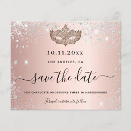 Budget Sweet 16 masquerade roos gold save the date