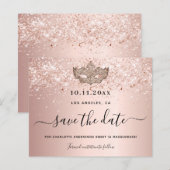 Budget Sweet 16 masquerade roos gold save the date (Voorkant / Achterkant)