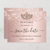 Budget Sweet 16 masquerade roze goud save the date (Voorkant / Achterkant)