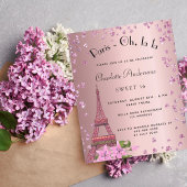 Budget Sweet 16 Paris blush roze Eiffel-uitnodigin