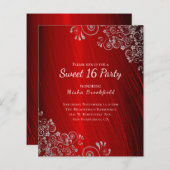 Budget Sweet 16 Party Ruby Red Invitation (Voorkant / Achterkant)