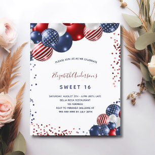 Budget Sweet 16 patriottische partijuitnodiging