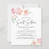 Budget Sweet 16 Pink Floral Birthday Party Invite (Voorkant)