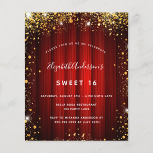Budget Sweet 16 Red Gold Filmtheater uitnodiging