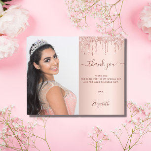 Budget Sweet 16 roos blush foto QR code bedankt