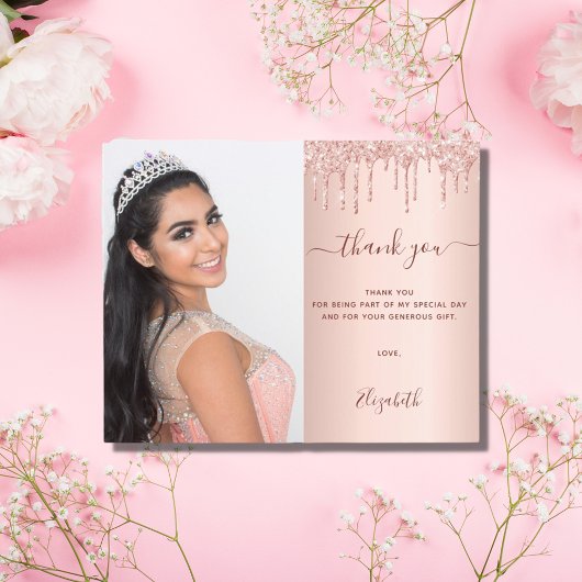 Budget Sweet 16 roos blush foto QR code bedankt