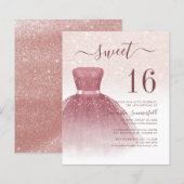 Budget Sweet 16 Roos Gold Glitter Drips Script (Voorkant / Achterkant)