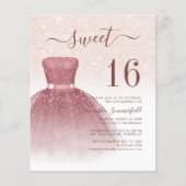 Budget Sweet 16 Roos Gold Glitter Drips Script (Voorkant)