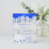 Budget Sweet 16 Royal Blue Silver-uitnodiging (Staand voorkant)