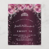 Budget Sweet 16 roze bruine glitter floral tiara (Voorkant)