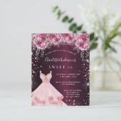 Budget Sweet 16 roze bruine glitter jurk floral (Staand voorkant)