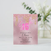 Budget Sweet 16 Roze Glitter Folie Girly Modern Fl (Staand voorkant)