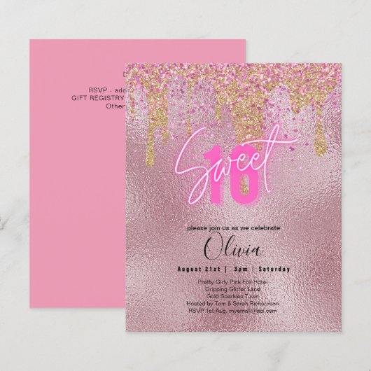 Budget Sweet 16 Roze Glitter Folie Meisjesachtig M (Voorkant / Achterkant)