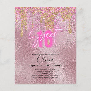 Budget Sweet 16 Roze Glitter Folie Meisjesachtig M Flyer