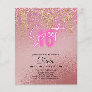 Budget Sweet 16 Roze Glitter Folie Meisjesachtig M Flyer