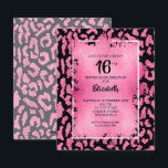 Budget Sweet 16 Roze Leopard Birthday Invites<br><div class="desc">De kleine elegante uitnodigingen van een 4, 5 x 5, 6-inch zoete 16-jarige verjaardagsfeestje zijn voorzien van een chic roze en zwarte leopard spot printpatroon met een roze faux folie laag en van de details van uw verjaardagsfeestje in het teken van de tekenfilm. Ideaal voor elke leeftijd. Deze betaalbare aankondigingen...</div>