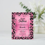 Budget Sweet 16 Roze Leopard Birthday Invites (Staand voorkant)