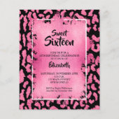Budget Sweet 16 Roze Leopard Birthday Invites (Voorkant)