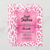 Budget Sweet 16 Roze Leopard Birthday Invites (Voorkant / Achterkant)