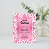 Budget Sweet 16 Roze Leopard Birthday Invites (Staand voorkant)