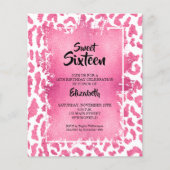 Budget Sweet 16 Roze Leopard Birthday Invites (Voorkant)