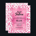 Budget Sweet 16 Roze Leopard Birthday Invites<br><div class="desc">De kleine elegante uitnodigingen van een 16-jarige verjaardagsfeestdag van 4, 5 x 5, 6 inch zijn voorzien van een roze roze en witte bladzijdeprintpatroon met een roze faux folie laag en van de details van uw verjaardagsfeestje in het teken van een tekenfilm. Ideaal voor elke leeftijd. Deze betaalbare aankondigingen zijn...</div>