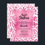 Budget Sweet 16 Roze Leopard Birthday Invites<br><div class="desc">De kleine elegante uitnodigingen van een 16-jarige verjaardagsfeestdag van 4, 5 x 5, 6 inch zijn voorzien van een roze roze en witte bladzijdeprintpatroon met een roze faux folie laag en van de details van uw verjaardagsfeestje in het teken van een tekenfilm. Ideaal voor elke leeftijd. Deze betaalbare aankondigingen zijn...</div>