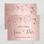 Budget Sweet 16 roze roze goud Save the Date (Voorkant / Achterkant)