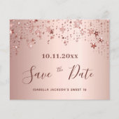 Budget Sweet 16 roze roze goud Save the Date (Voorkant)