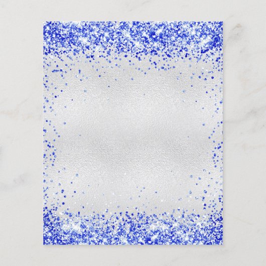 Budget Sweet 16 Silver Royal Blue-uitnodiging (Achterkant)