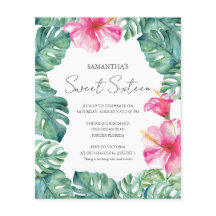 Budget Sweet 16 Waterverf Roze Bloemen Tropisch