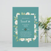 BUDGET Sweet 16, Zestiende verjaardag Floral Invit (Staand voorkant)