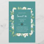 BUDGET Sweet 16, Zestiende verjaardag Floral Invit (Voorkant)